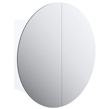 Armario De Baño | Mueble De Baño Con Espejo Redondo Y Led Blanco 40x40x17,5 Cm