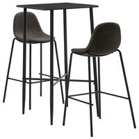 juego de mesa alta y taburetes 3 piezas tela gris oscuro vidaxl
