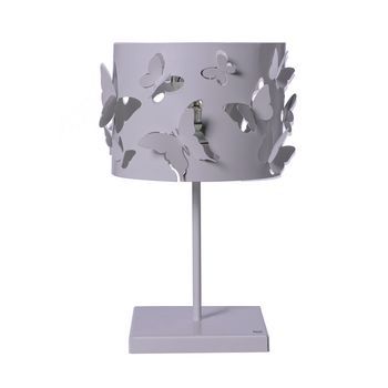 Lámpara De Mesa Farfallosa 20x20x37,2 Cm De Hierro Perforado Con Mariposas En Relieve Efecto De Luz Decorativa Casquillo E27 Made In Italy Glicine