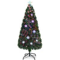 180cm arbol de navidad artificial costway verde con fibra optica 220 ramas 180cm