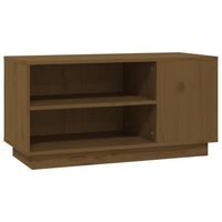 mueble de tv madera maciza de pino marron miel 80x35x405 cm