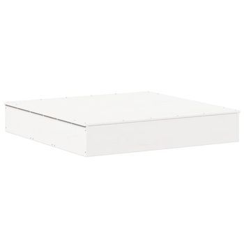 Arenero Con Tapa Madera Maciza De Pino Blanco 111x111x19,5 Cm Vidaxl