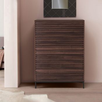 Cómoda con 4 cajones en efecto de madera de nogal marrón