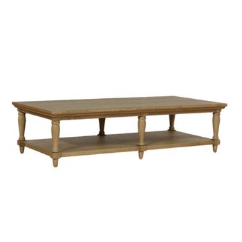 Mesa de centro larga estilo shabby chic en roble marrón