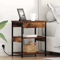mesita de noche 2 uds - dormitorio - madera de ingenieria - roble ahumado 41x31x51cm