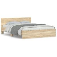 estructura de cama con cabecero roble sonoma 150x200 cm