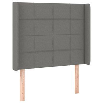 Cabecero Cama | Panel De Cabecera Con Orejas De Tela Gris Oscuro 103x16x118/128 Cm