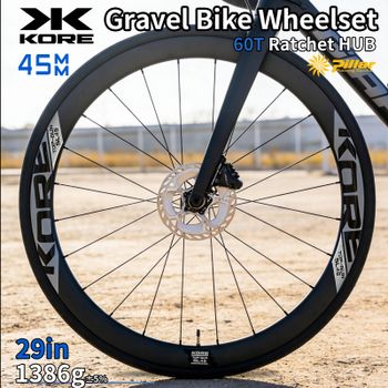 Bicicleta de grava con llanta Kore de 45 mm, juego de ruedas con freno de disco estándar Boost de 29 pulgadas, profundidad ultraligera de 1386 g con radios de pilar