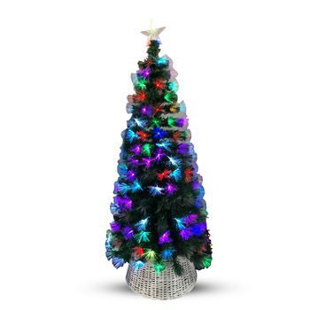 Árbol De Fibra Óptica C/luces De Colores 120cm 80x80x150 Cm. Color: Verde