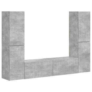 Conjunto De Mueble De Tv 6 Uds | Mueble De Salón | Gabinete De Tv Gris Concreto