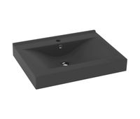 lavabo - lavamanos de lujo con grifo ceramica gris oscuro 60x46 cm