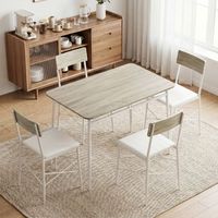 conjunto 1 mesa  4 sillas de mdf acero pu-homcom roble y blanco