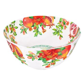 Ensaladera profunda de melamina 25 cm con estampado de granadas