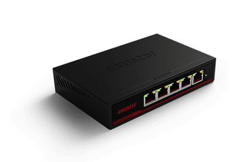 SWITCH NO GESTIONABLE ASUSTOR ASW205T 5P 5x2.5GB METALICO ROJO