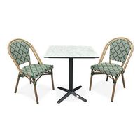 conjunto de comedor de jardin de 2 plazas en acero con tablero hpl
