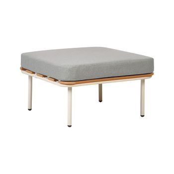 Otomana De Jardín 74 X 74 Cm Estructura De Metal Madera Sintética Listones Cojín Gris Senise