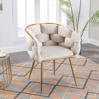 silla de acento - silla para tocador - terciopelo y metal - beige 73x56x75cm