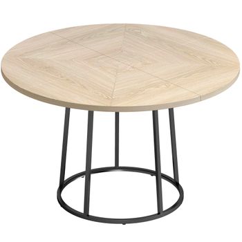 HOMCOM Mesa de Comedor Redonda para 4 a 6 Personas Ø120x75 cm Mesa de Cocina con Patas Cónicas de Metal Madera Natural   Aosom España