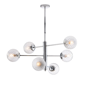 Demetra Suspensión En Hierro Cromado Pulido 6 Luces X 97 Ø73 Bl279-6-cr