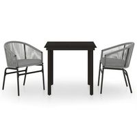 conjunto comedor jardin 3 uds  mueble jardin mesa y sillas gris