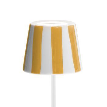 Lámpara De Mesa Led Poldina Lido De Rayas Amarillas Recargable Y Regulable Con Batería De Hasta 12 Horas. Para Uso Exterior Ip65