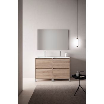 Mueble Porto 120 Cm 4c, Roble Claro. Pack Mueble + Lavabo.