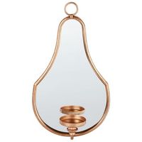 candelero de pared de metal con espejo colgante dorado bazarnes