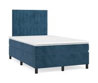 cama box spring con colchon terciopelo azul oscuro 120x200 cm rayas verticales