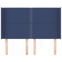 cabecero cama mueble de dormitorio con orejas de tela 147 x 16 x 118128 cm azul m020003028