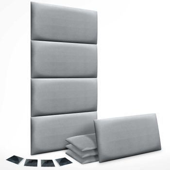 Dhome Juego De 8 Paneles Tapizados De Polipiel Premium Pack Autoadhesivos Para Pared Acústicos Absorbentes Protección (plata, 50x40cm, X8)