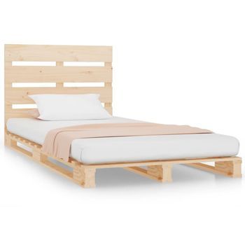 Cama Individual | Estructura De Cama Sin Colchón Madera Maciza Pino 75x190 Cm Cfw50937