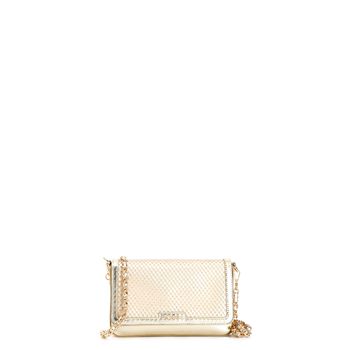 bolso de mano con malla con pedrería light gold