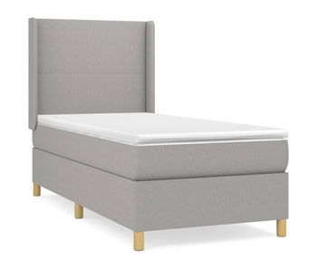 Cama box spring con colchón tela gris claro 100x200 cm diseño plano