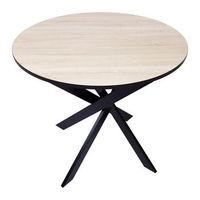 mesa de comedor fija redonda modelo zen 90 x 90 x 77 cm capacidad hasta 4 personas materiales resistentes acabado madera color roble y borde