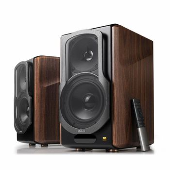 Edifier s2000 mkiii bluetooth bookshelf speakers (pair) - black/brown