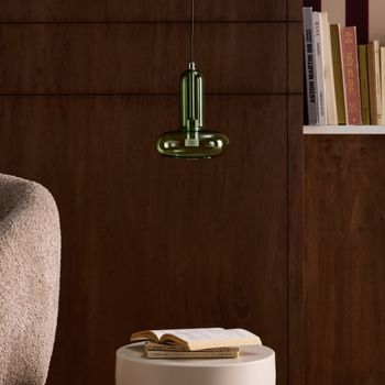 Lámpara colgante interior led de cristal, ø15cm, verde
