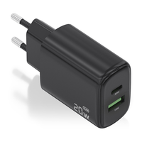 cargador aisens gan 20w 1xusb-c pd30 1xusb-a qc30 negro