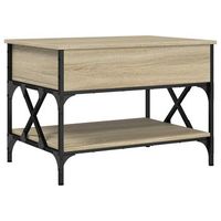mesa de centro madera ingenieria sonoma y metal 70x50x50 cm