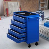 carro caja de herramientas de acero homcom 675x33x77 cm - azul