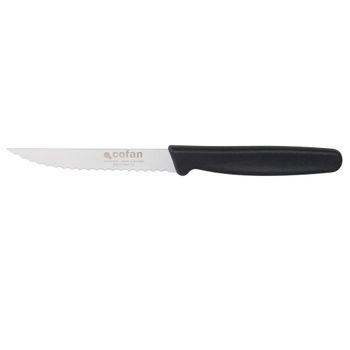 Cofan Caja De 25 Cuchillos De Cocina Con Filo Microdentado | Hoja Inoxidable De 10,5 Cm | Mango Negro | Alto Rendimiento Y Precisión De Corte