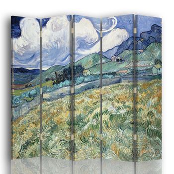 Legendarte - Biombo Vista Desde Saint-remy - Vincent Van Gogh - Separador De Ambientes Para Interiores Cm. 180x170 (5 Paneles)