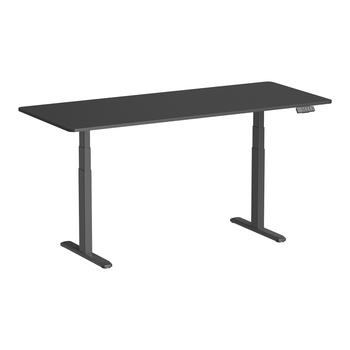 Escritorio Motorizado Sentado De Pie, 180 X 75 Cm, Tablero Carbono Bordes Redondeados/base