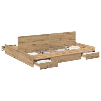 Cama Con Almacenamiento Con Cajón Roble Artisan 200 X 200 Cm Vidaxl