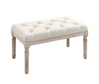 homcom banco pie de cama taburete pie de cama tapizado en lino sintetico con patas de madera y asiento acolchado estilo vintage banco para dormitorio entrada pasillo beige