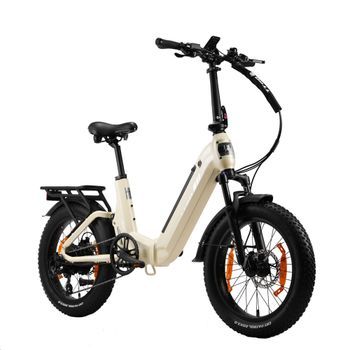 Bicicleta Eléctrica Plegable Ttgo F7 250w 48v 15ah, Fat Bike De 20”, Blanca