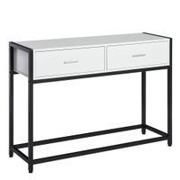 homcom mesa de consola moderna 120x34x81 cm con 2 cajones pies ajustables para entrada salon pasillo blanco y negro   aosom espana