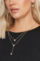gold tone diamante drop layered jewellery set