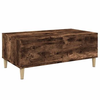 Mesa De Centro 90x50x36,5 Cm Madera Trabajada Y Madera Maciza De Eucalipto - Marrón