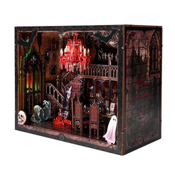Familia Oscura. Book Nook De Madera Con 155 Piezas, Diseño 3d Realista Con Gran Detalle, Luces Led Y Cubierta Anti Polvo. 23x11,5x18,5 Cm. Color: Multicolor