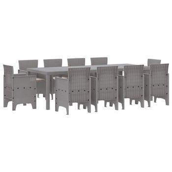 Conjunto De Comedor De Jardín 11 Uds. Gris Claro Polipropileno Vidaxl